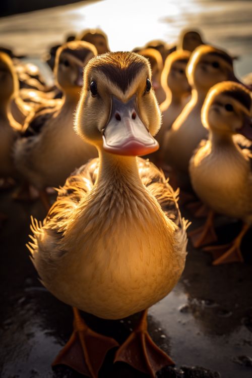 池塘邊一群散養(yǎng)鴨子家禽動(dòng)物攝影圖 攝影