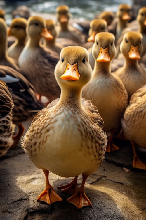 池塘邊一群散養鴨子家禽動物攝影圖 攝影