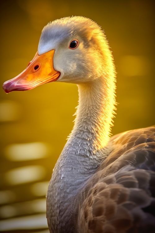 落日黃昏下散養(yǎng)家禽動(dòng)物鵝攝影圖 攝影